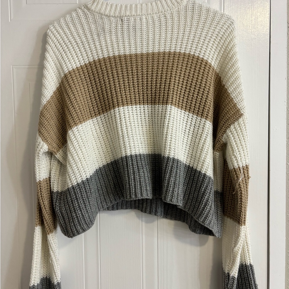 Sincerely Jules Striped Sweater - Cream, Brown, Gray - Picture 3 of 3